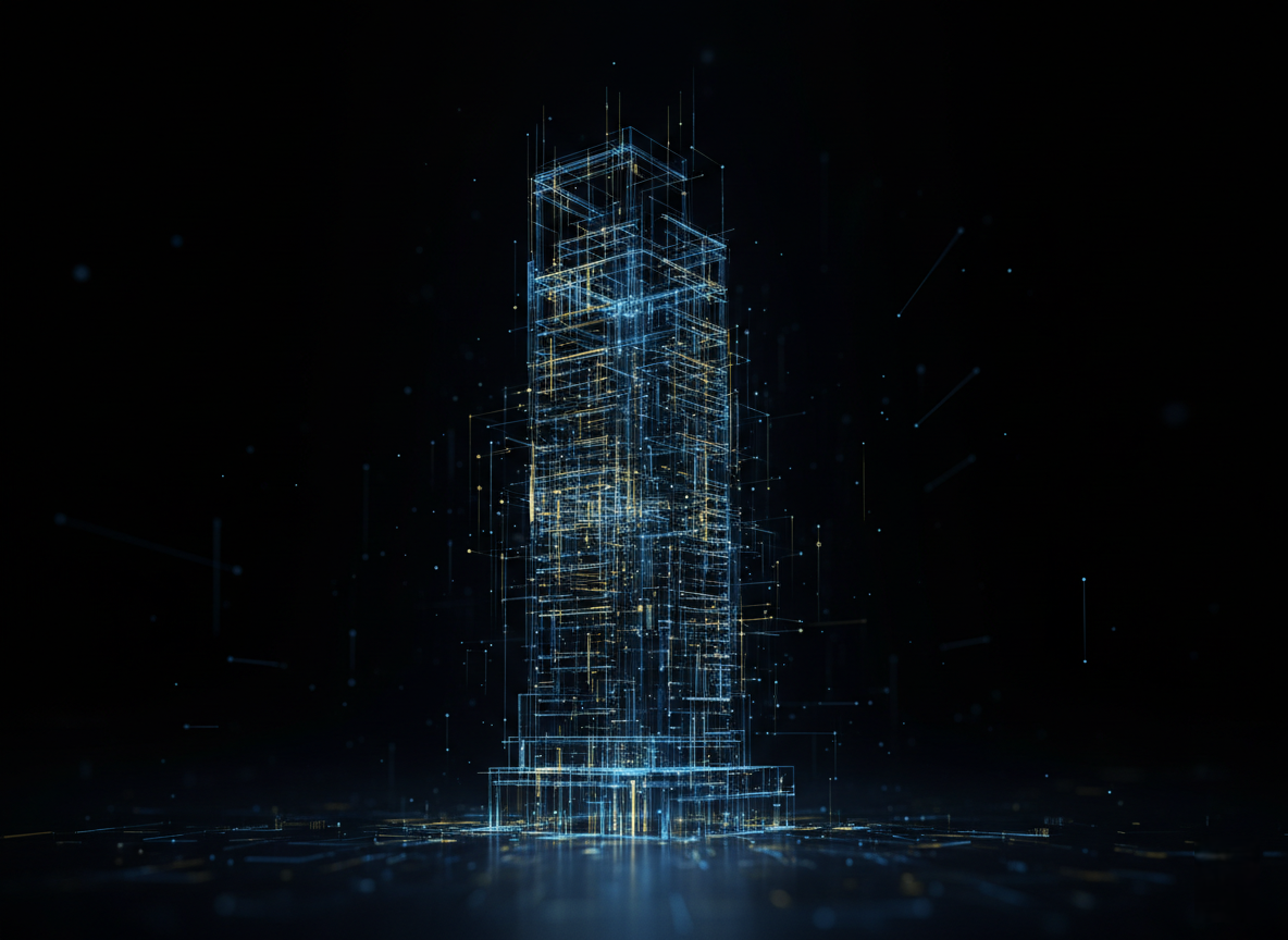Abstract data visualization of a building blueprint